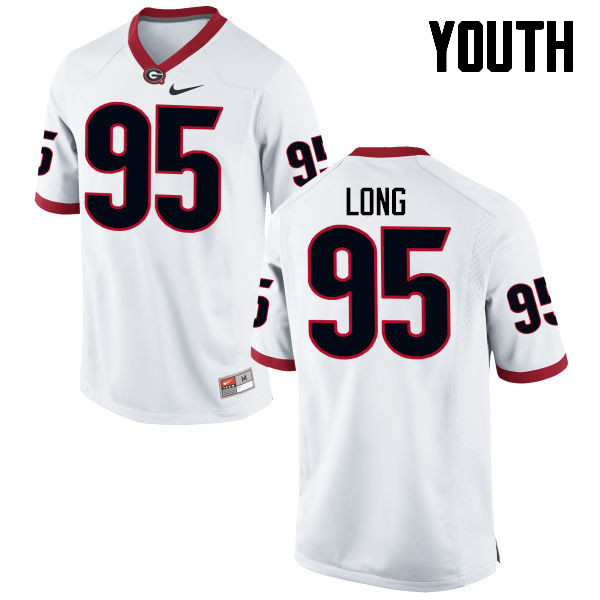 Youth Georgia Bulldogs #95 Marshall Long College Football Jerseys-White